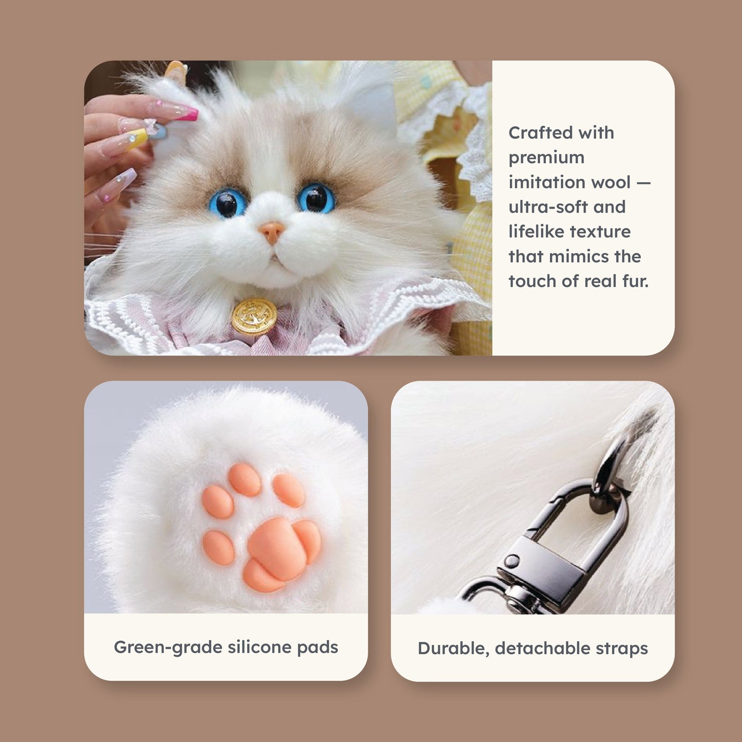Lifelike Stuffed Cat Shape Plush Travel Backpack