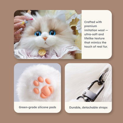 Lifelike Stuffed Cat Shape Plush Travel Backpack